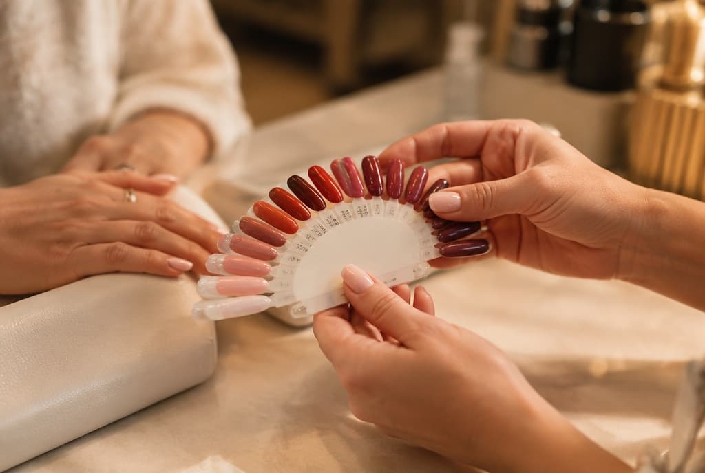 Chloe làm nails và trò chuyện thân thiện với khách trong tiệm nails hiện đại