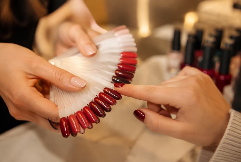 Chloe làm nails và trò chuyện thân thiện với khách trong tiệm nails hiện đại