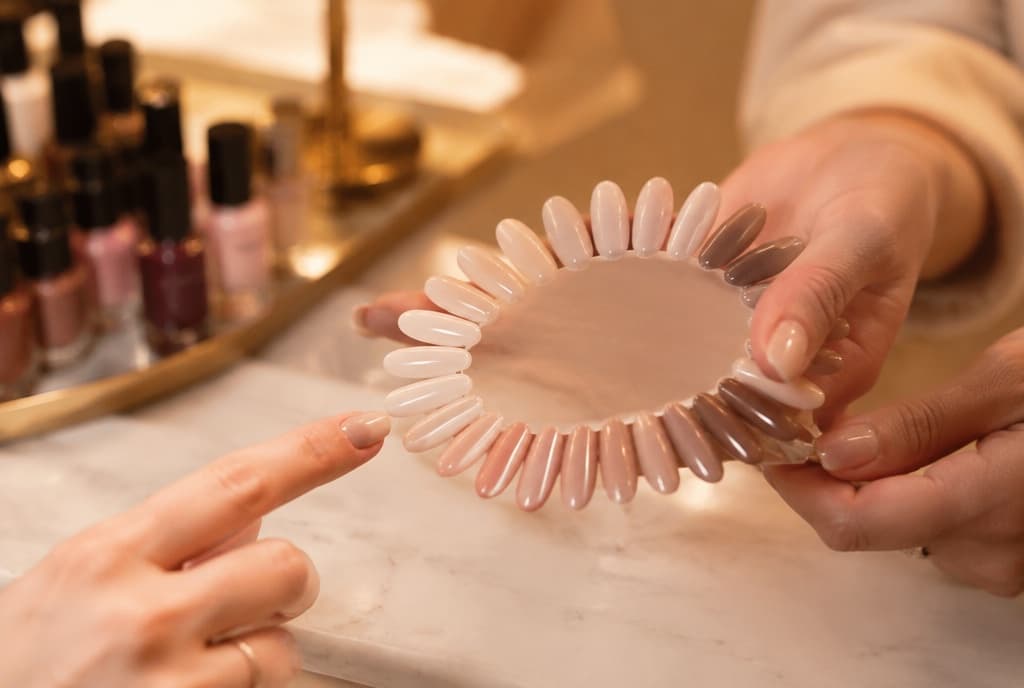 Chloe làm nails và trò chuyện thân thiện với khách trong tiệm nails hiện đại