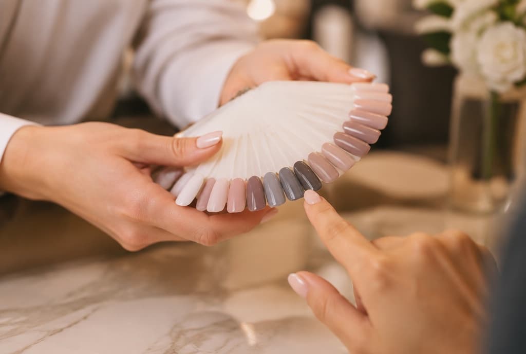 Chloe làm nails và trò chuyện thân thiện với khách trong tiệm nails hiện đại
