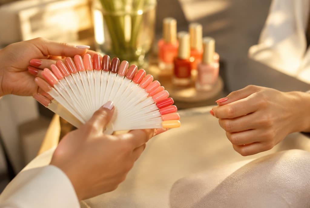 Chloe làm nails và trò chuyện thân thiện với khách trong tiệm nails hiện đại