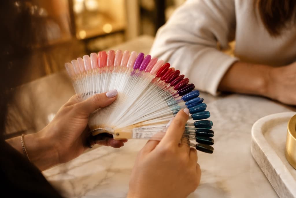 Chloe làm nails và trò chuyện thân thiện với khách trong tiệm nails hiện đại