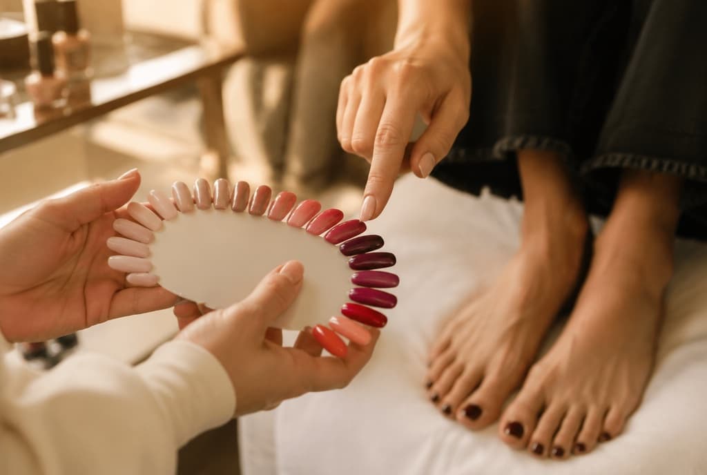 Chloe làm nails và trò chuyện thân thiện với khách trong tiệm nails hiện đại