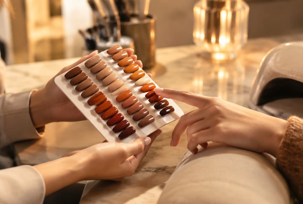 Chloe làm nails và trò chuyện thân thiện với khách trong tiệm nails hiện đại