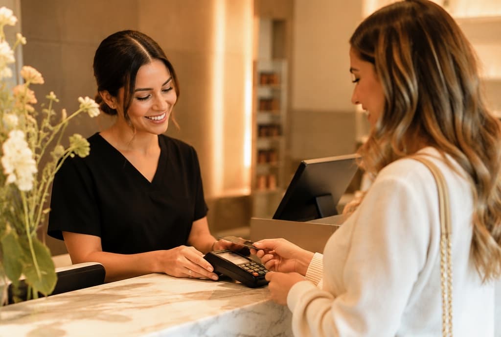 Chloe làm nails và trò chuyện thân thiện với khách trong tiệm nails hiện đại
