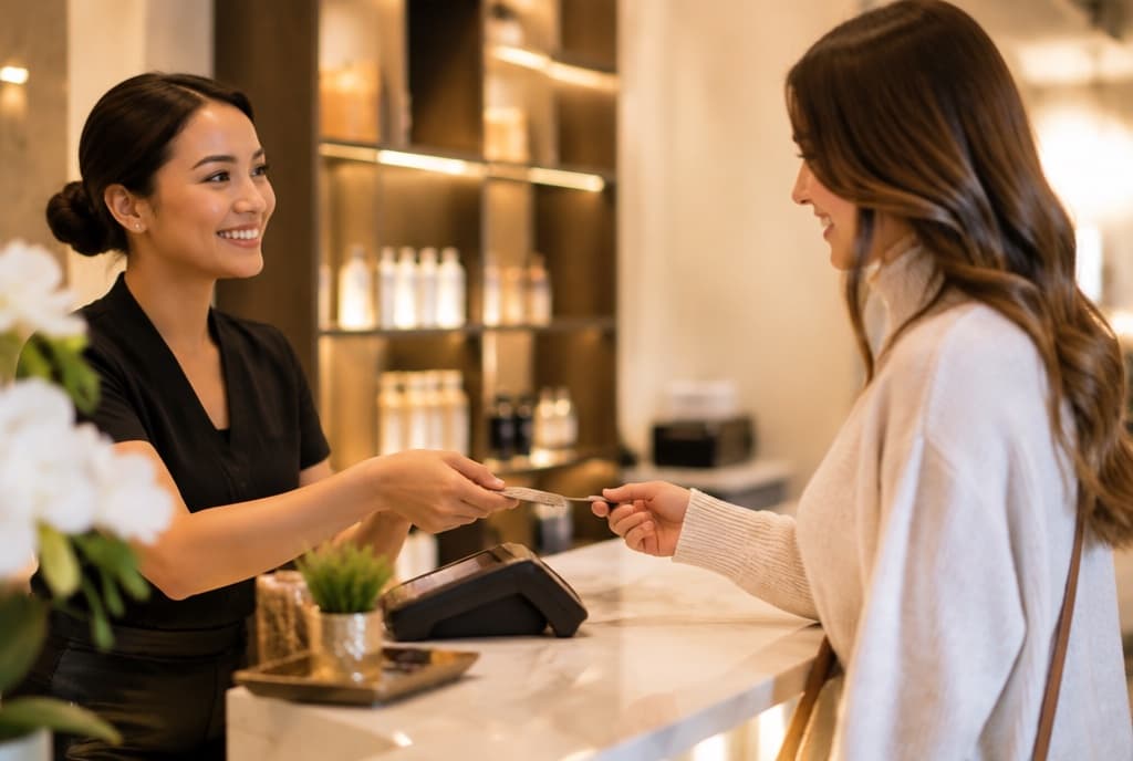Chloe làm nails và trò chuyện thân thiện với khách trong tiệm nails hiện đại