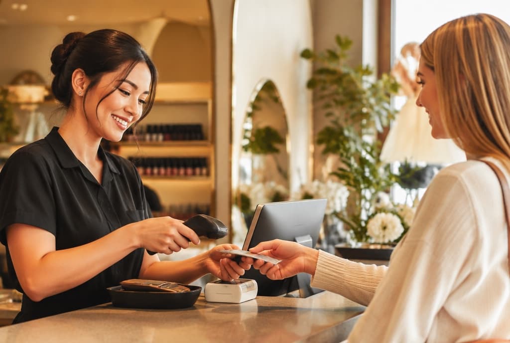 Chloe làm nails và trò chuyện thân thiện với khách trong tiệm nails hiện đại